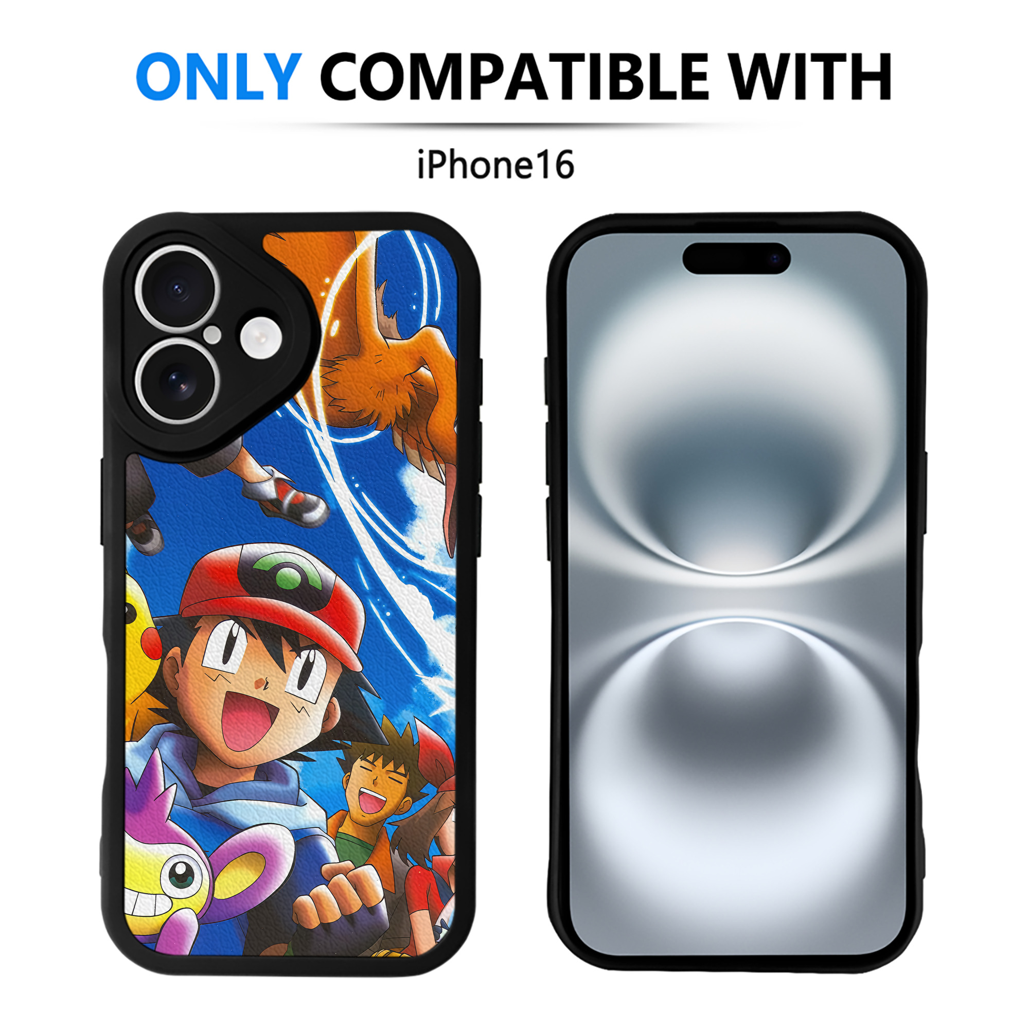 （画像用） ポケットモンスター Pokémon 【iPhone 16シリーズ対応】シリコンスマホケース（レザー調） 材質：シリコン